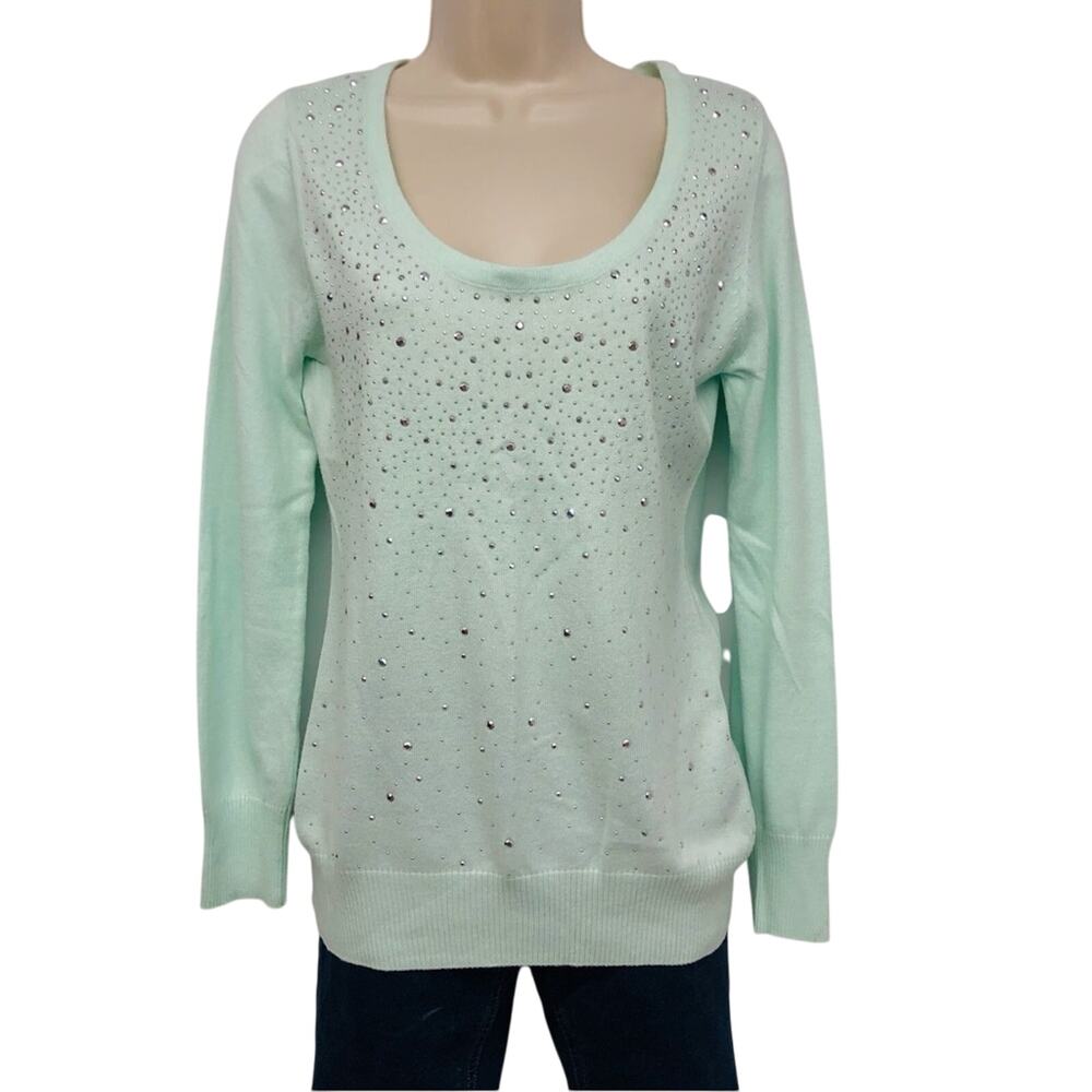 NWOT Candies Pale Turquoise Sparkle Sweater Scoop Neck Long Sleeve